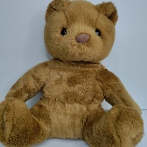 BAB Workshop Brown Teddy Bear Retired Plush  12" Tall Sitting says "I love you!"